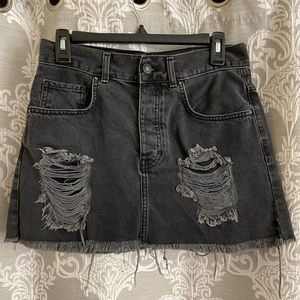 Forever21 Destructed Black Denim Skirt Size 28